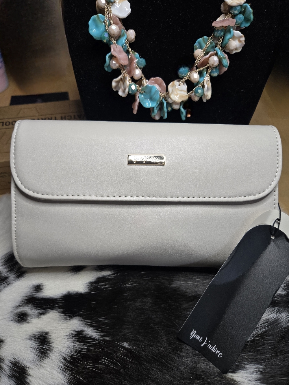 Yani J'adore Cream & Goldtone Convertible Crossbody Bag NWT